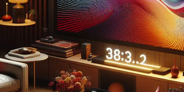 A cozy modern living room with a couch, laptop, and abstract visuals, suggesting safe exploration of adult content.