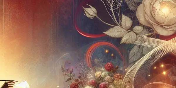 A woman of diverse ethnicity reads an erotic novel in a cozy, intimate nook surrounded by romantic imagery.